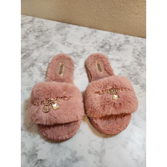 MICHAEL Michael Kors Women's‎ Pink Alexis Open Toe Slip On Slide Sandals Size 8 - Picture 1 of 7